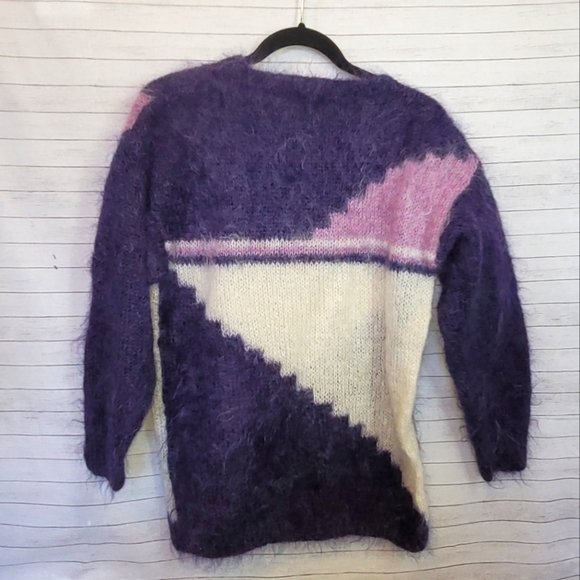 NEVA McINTOSH 100% SCOTTISH WOOL GEOMETRIC PURPLE SWEATER, SZ MEDIUM/LARGE - Picture 6 of 14